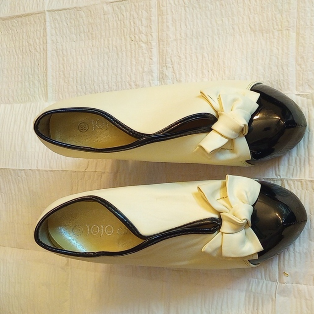 Cream and Black High Heel shoes